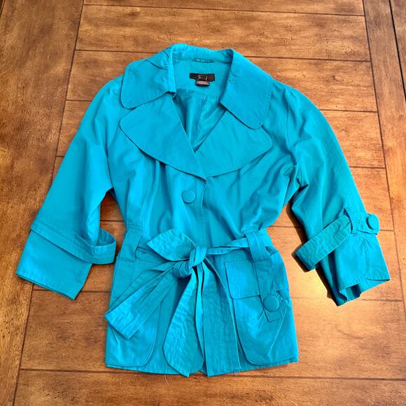 Luii Jacket Fully Lined 3/4 Sleeve Womens Sz M Blue 2-Button Front wi Tie A-0078 - Picture 5 of 13